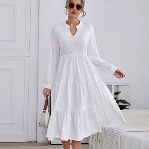 3 for $21 Long, layered, white cotton dress